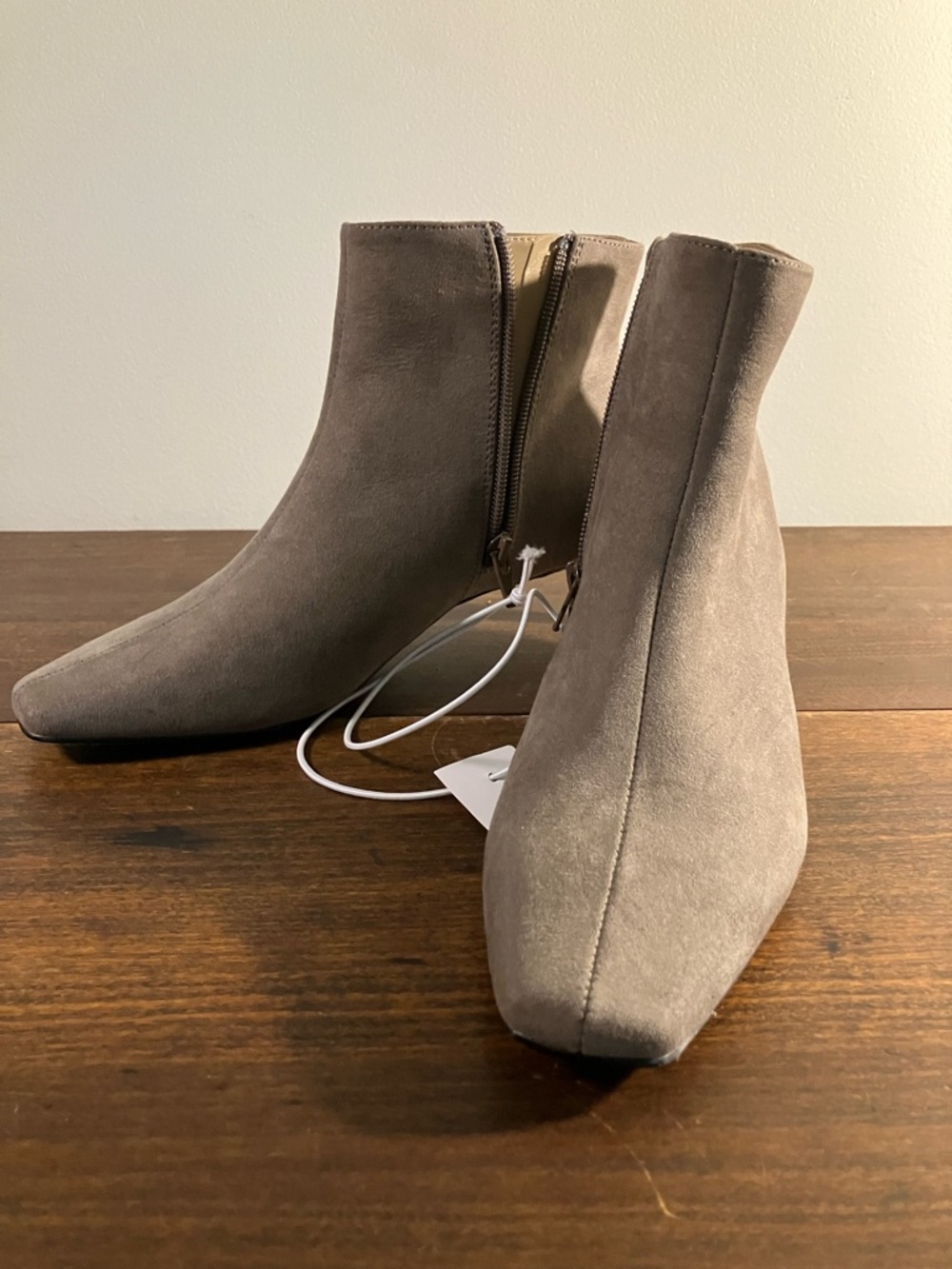 Women’s Taupe Suede Ankle Boots with Side Zip